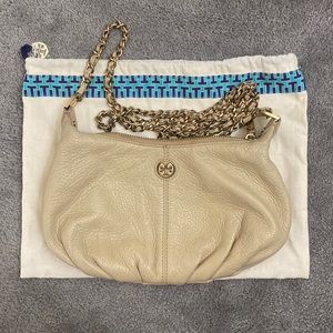 Tory Burch beige dumpling crossbody purse